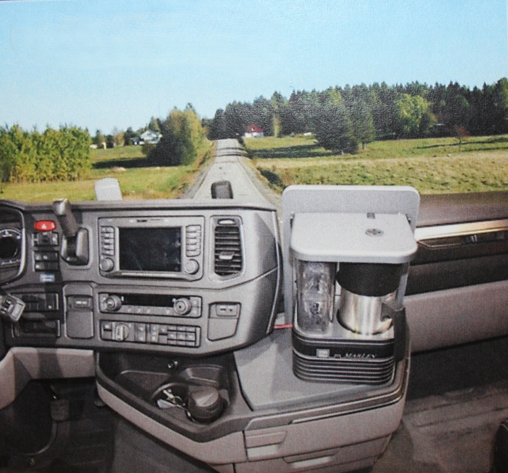 Kuvassa Lisäpöytä kahvinkeittimelle Scania NextGen R, S 2017- Vaalean harmaa